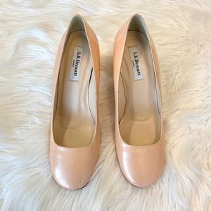 LK Bennett Tia Nude Pink Patent Pumps 37.5/7